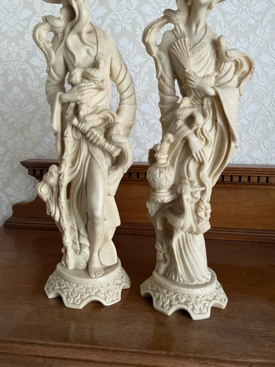 Vintage Asian Man & Woman Resin Figurines - Image 4