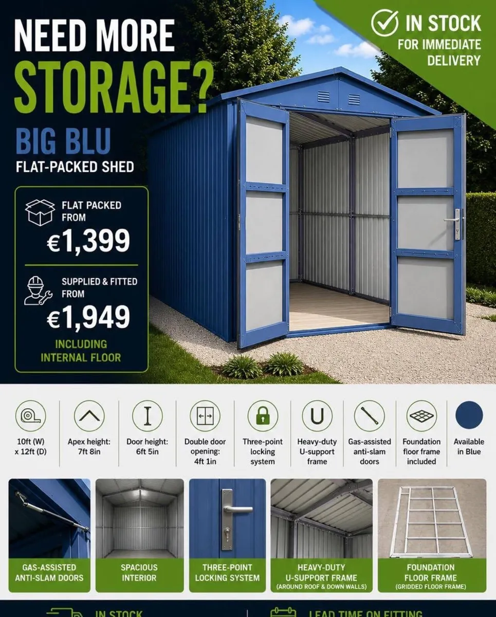 Steel Garden Shed 10x12 The Big blue - Image 1