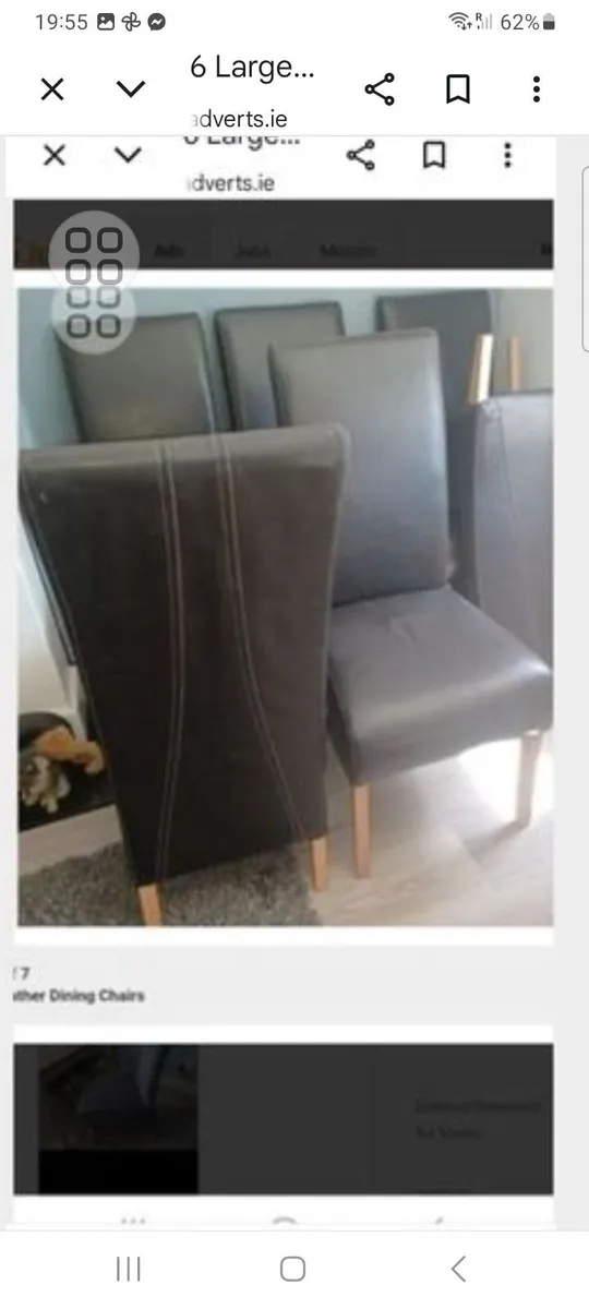 6 Large Brown Leather Dining Chairs - Image 2
