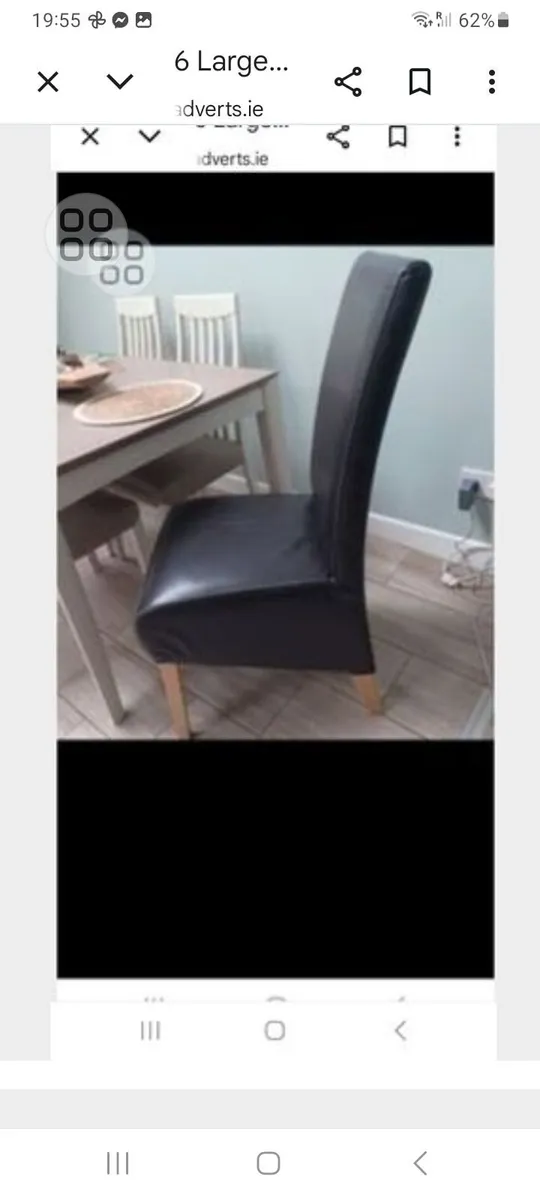 6 Large Brown Leather Dining Chairs - Image 1
