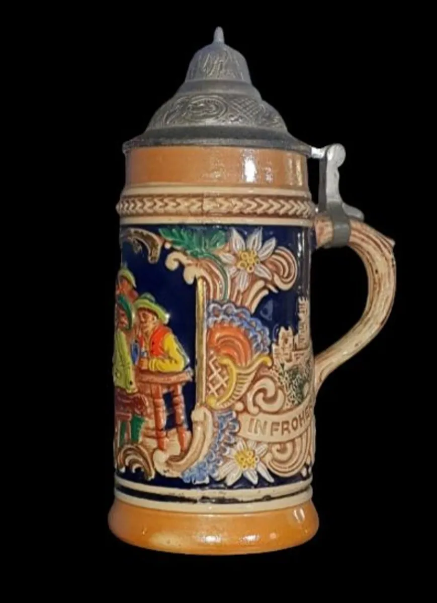 Vintage German Beer Stein by Gerz – Pewter Lid - Image 1