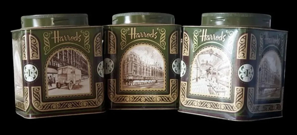 Set of 3 Vintage Harrods Knightsbridge Tea Tins - Image 1