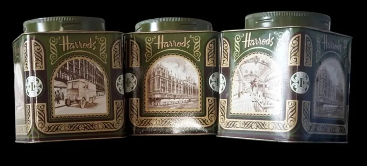 Set of 3 Vintage Harrods Knightsbridge Tea Tins - Image 2
