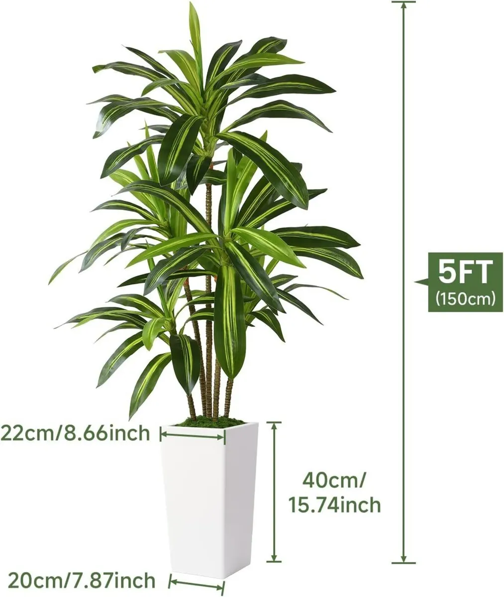 5FT Artificial Dracaena Tree with Pot Lifelike - Image 3