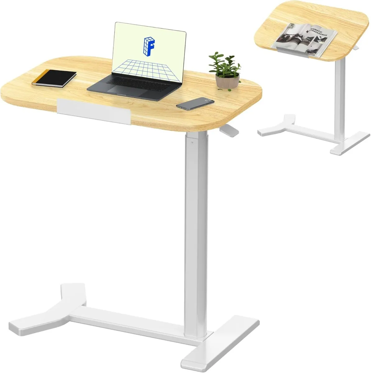 Overbed Table with Wheels Adjustable Height - Image 1
