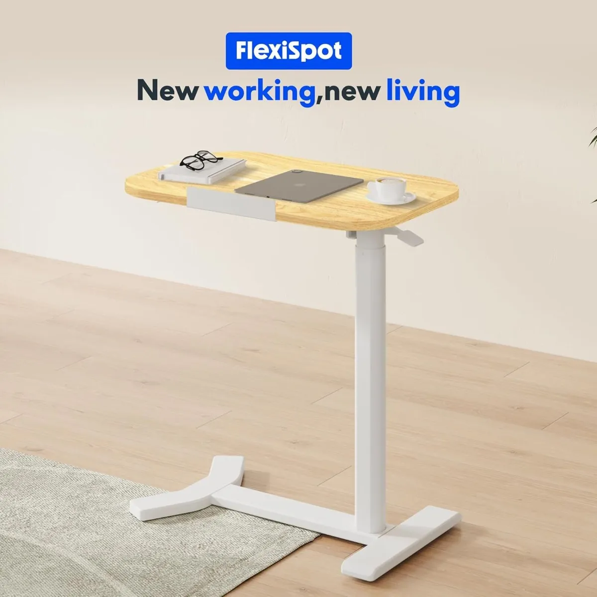 Overbed Table with Wheels Adjustable Height - Image 2