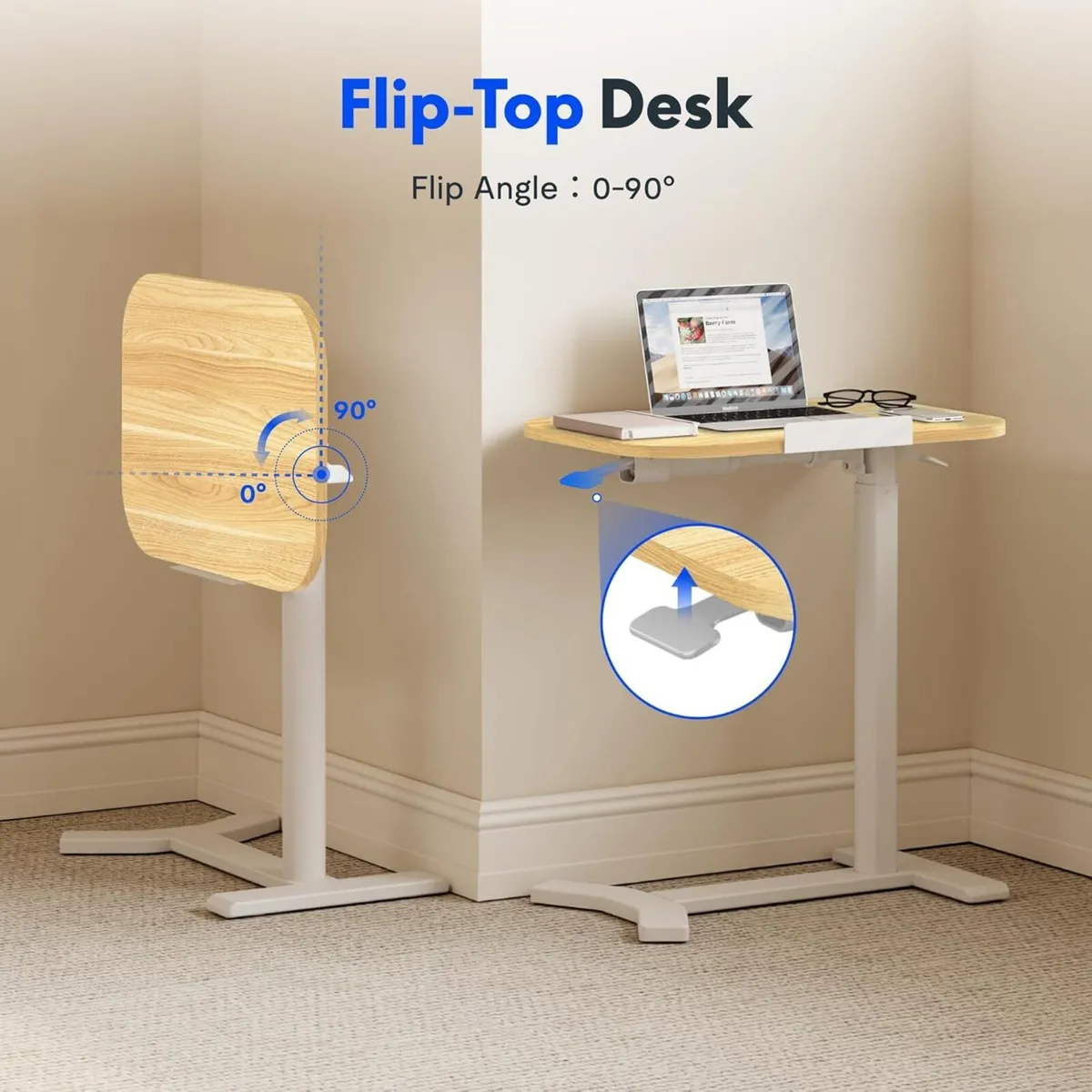 Overbed Table with Wheels Adjustable Height - Image 3