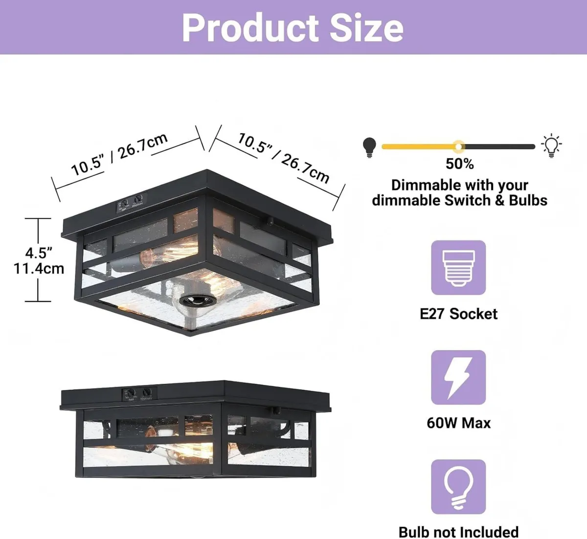 Outdoor Flush Mount Motion Sensor Ceiling Light - Image 3