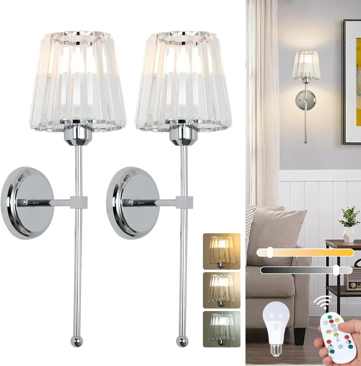 Battery Operated Wall Lights Rechargeable (Set - Image 1