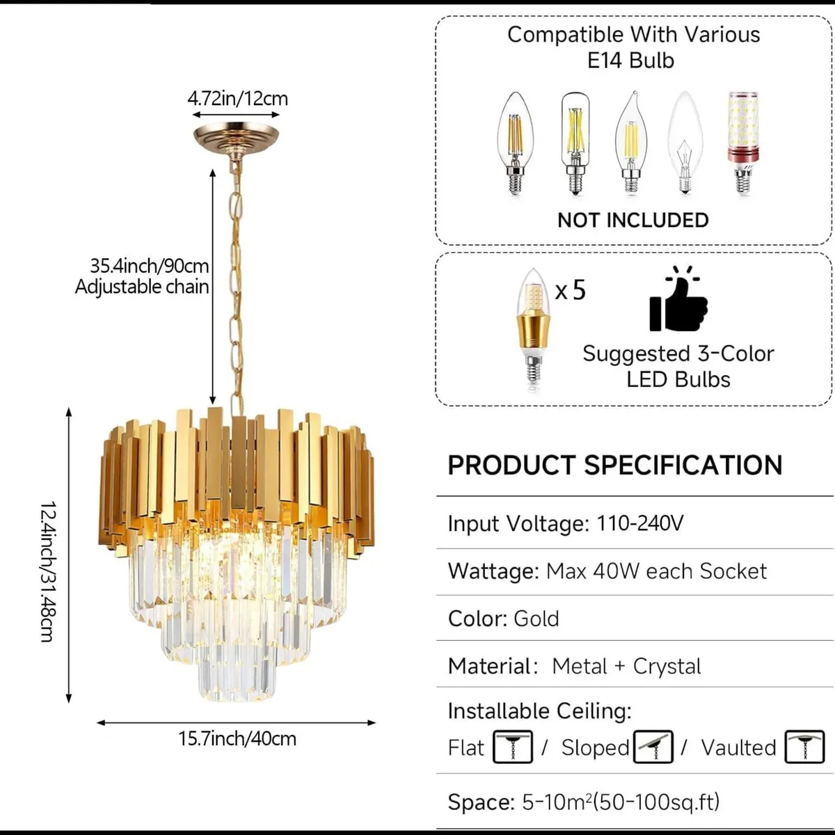Crystal Chandeliers Ceiling Modern Chandelier - Image 4