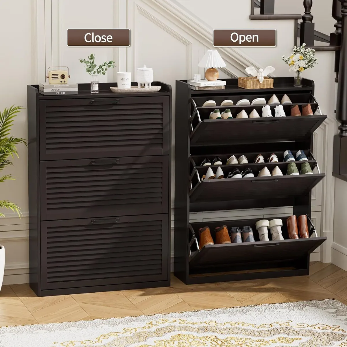 Shoe Storage Cabinet Organiser with 3 Flip - Image 4