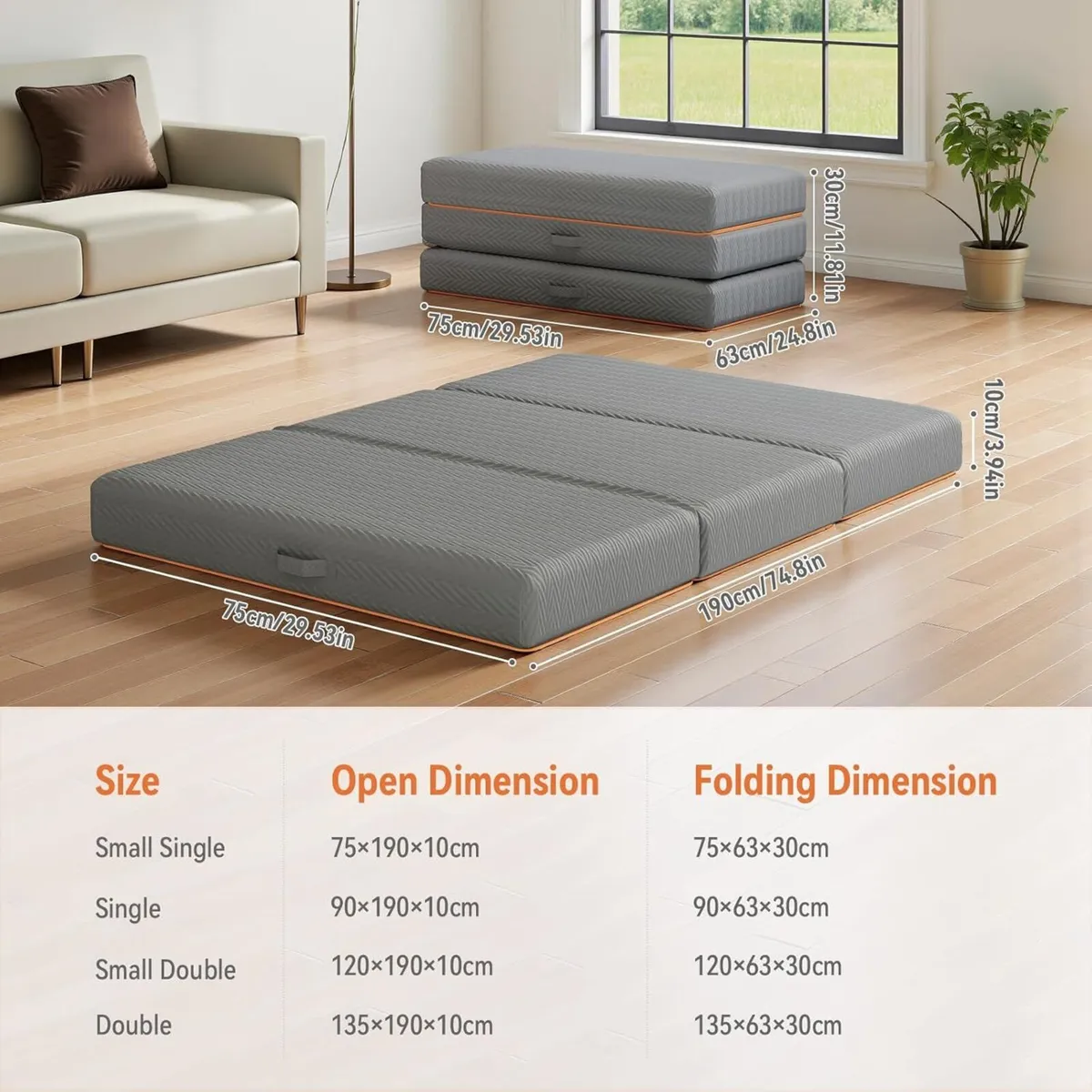 Folding Mattress 10CM Foldable Memory Foam - Image 2