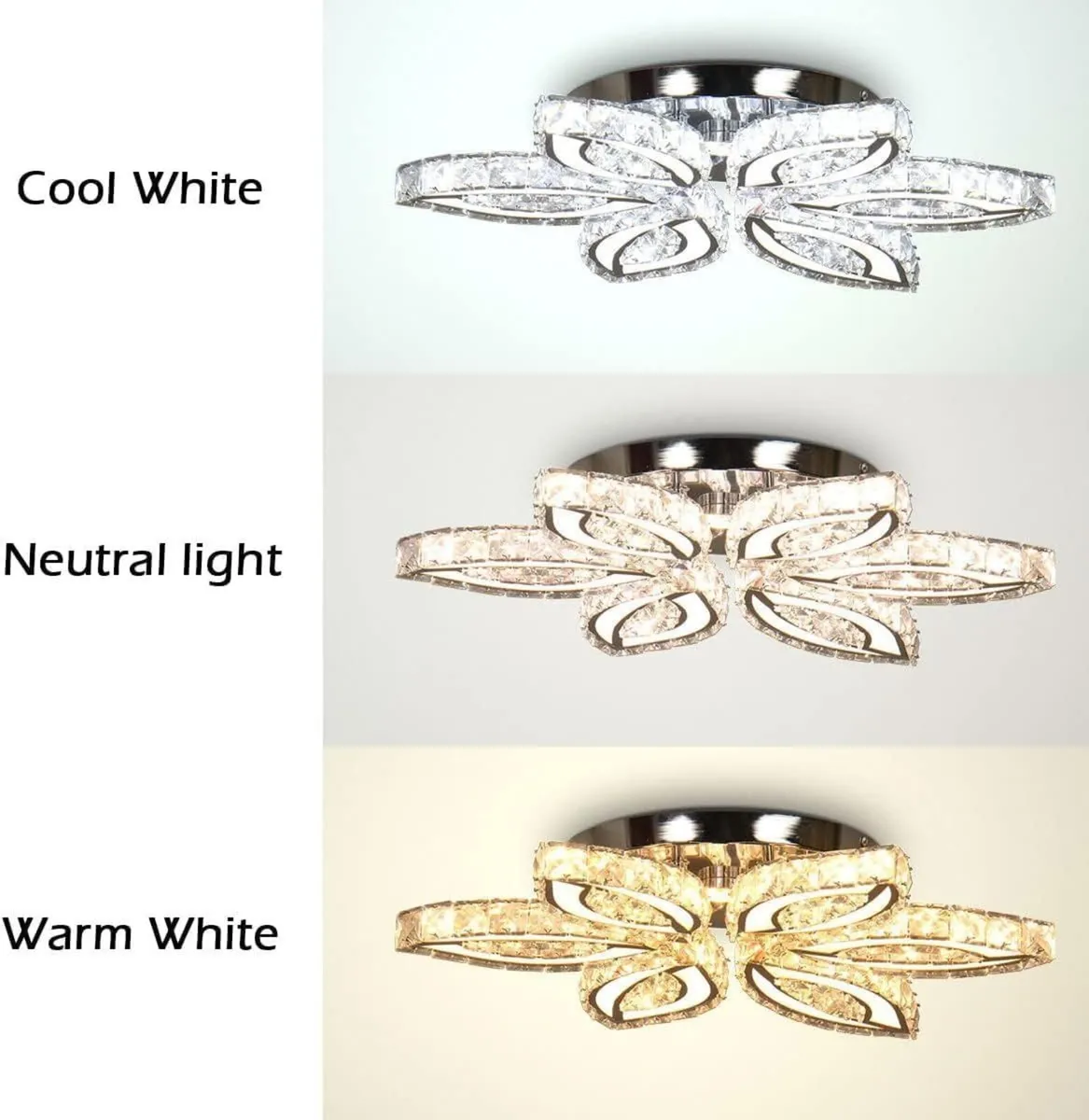 20-Inch Dimmable Flower Crystal LED Flush Mount - Image 3