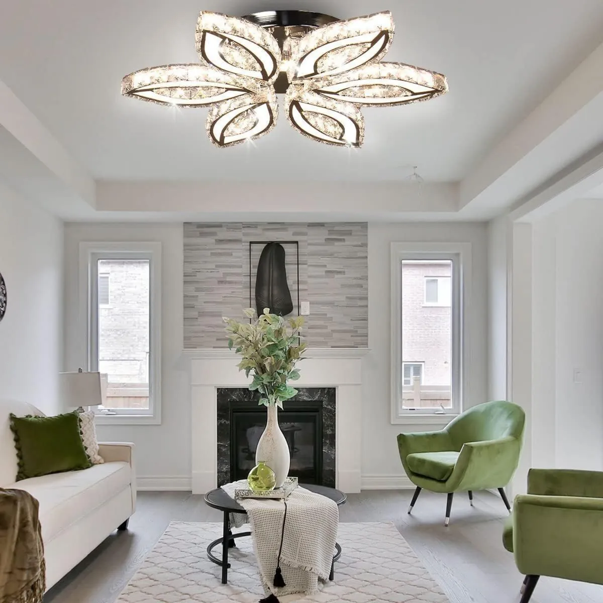 20-Inch Dimmable Flower Crystal LED Flush Mount - Image 4