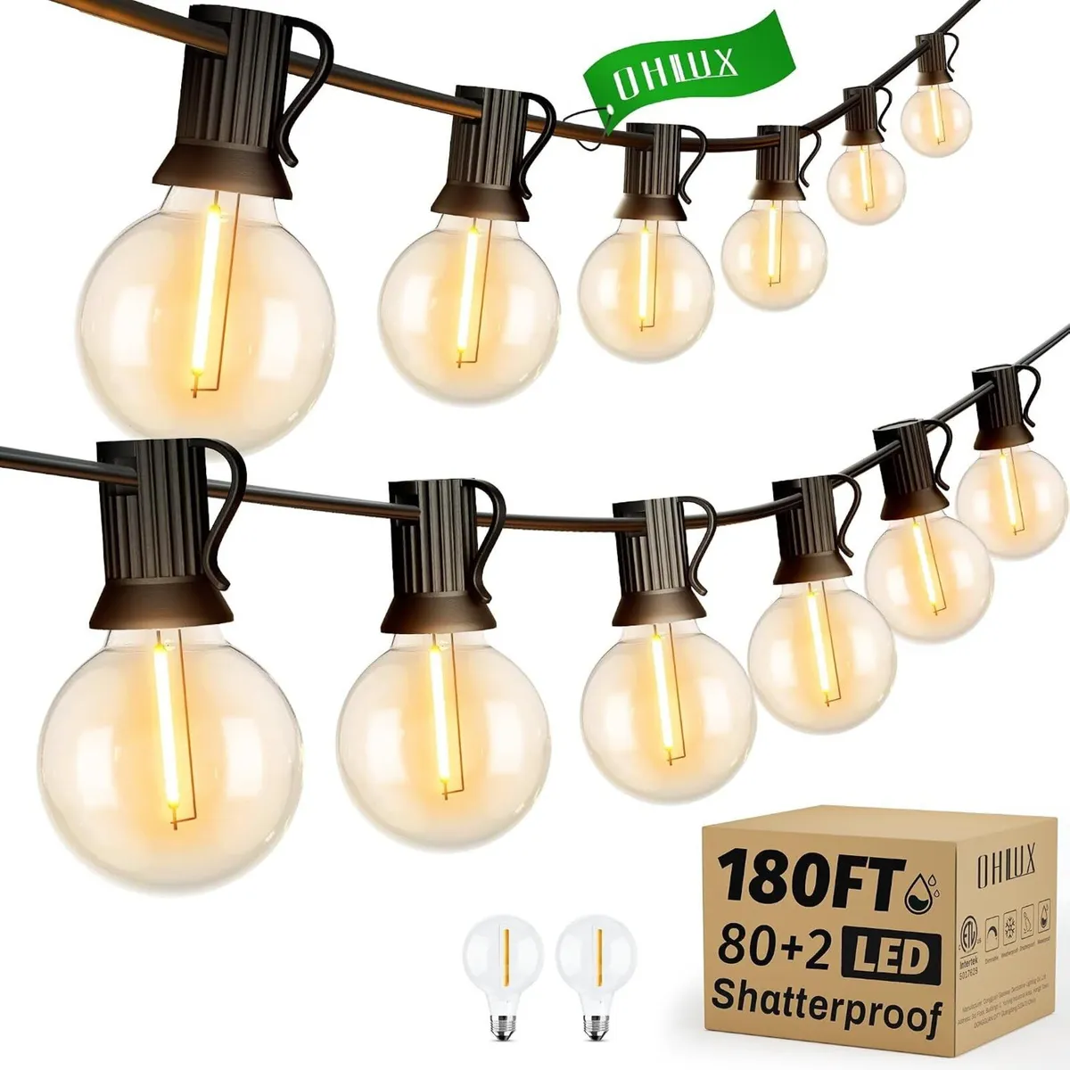 180FT 54m Outdoor Festoon Lights LED String Garden - Image 1