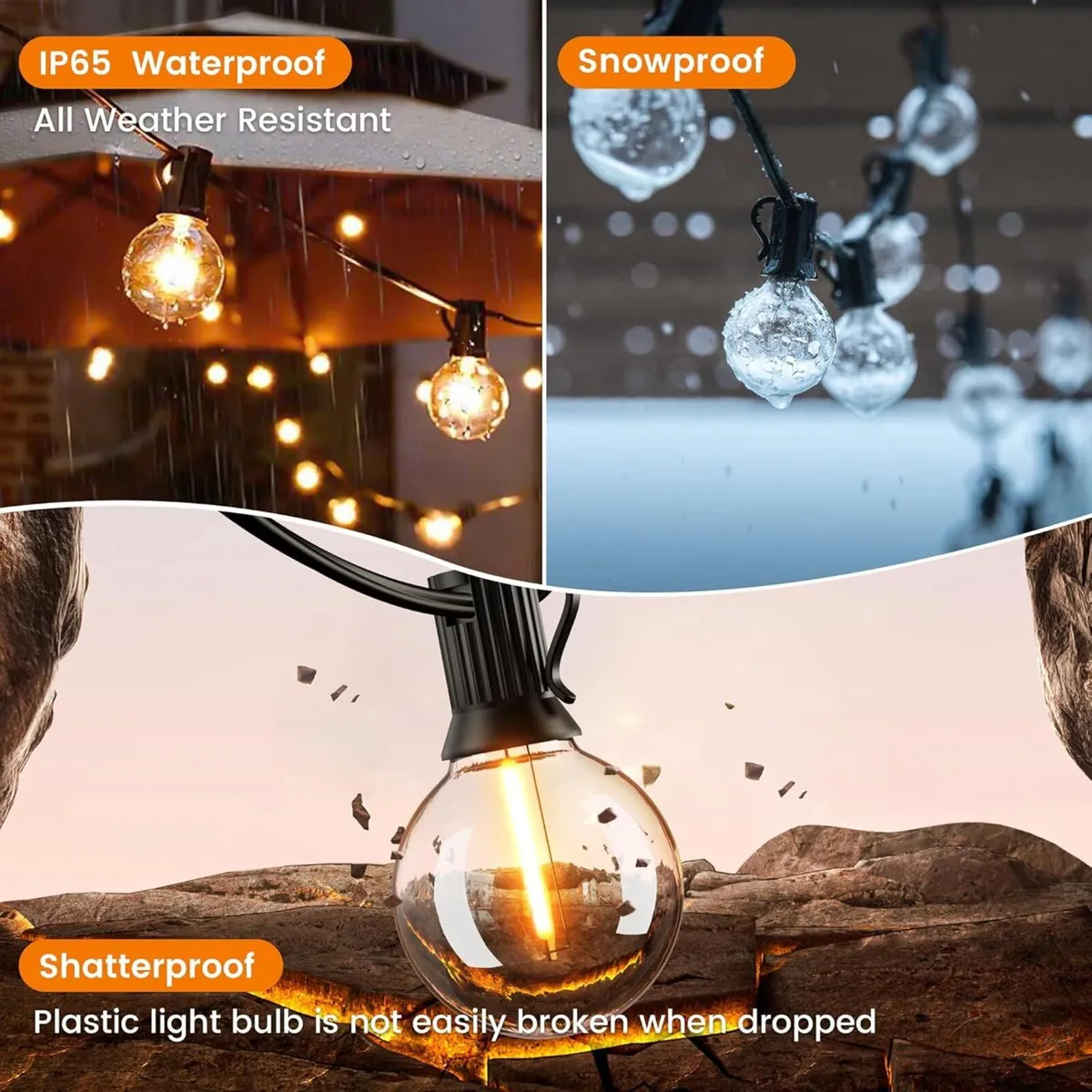 180FT 54m Outdoor Festoon Lights LED String Garden - Image 2