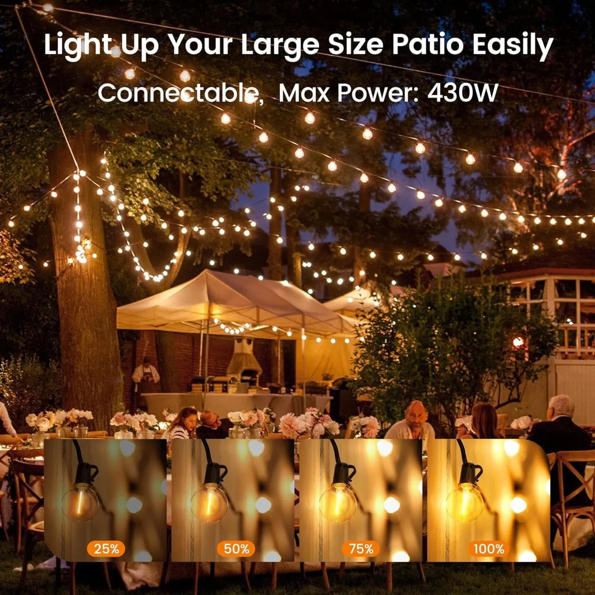 180FT 54m Outdoor Festoon Lights LED String Garden - Image 4