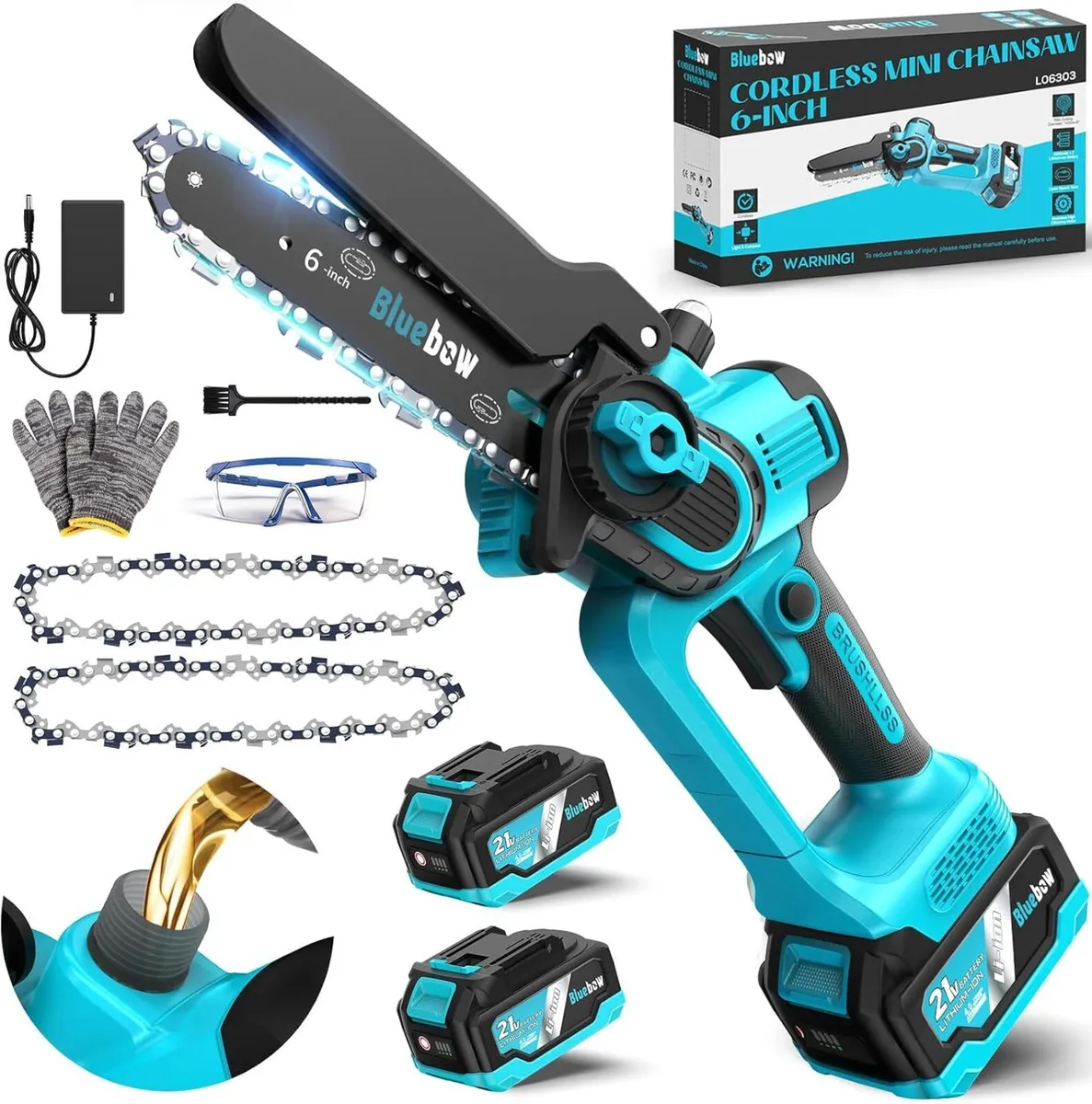 Brushless Mini Chainsaw Cordless 6 Inch Electric - Image 1