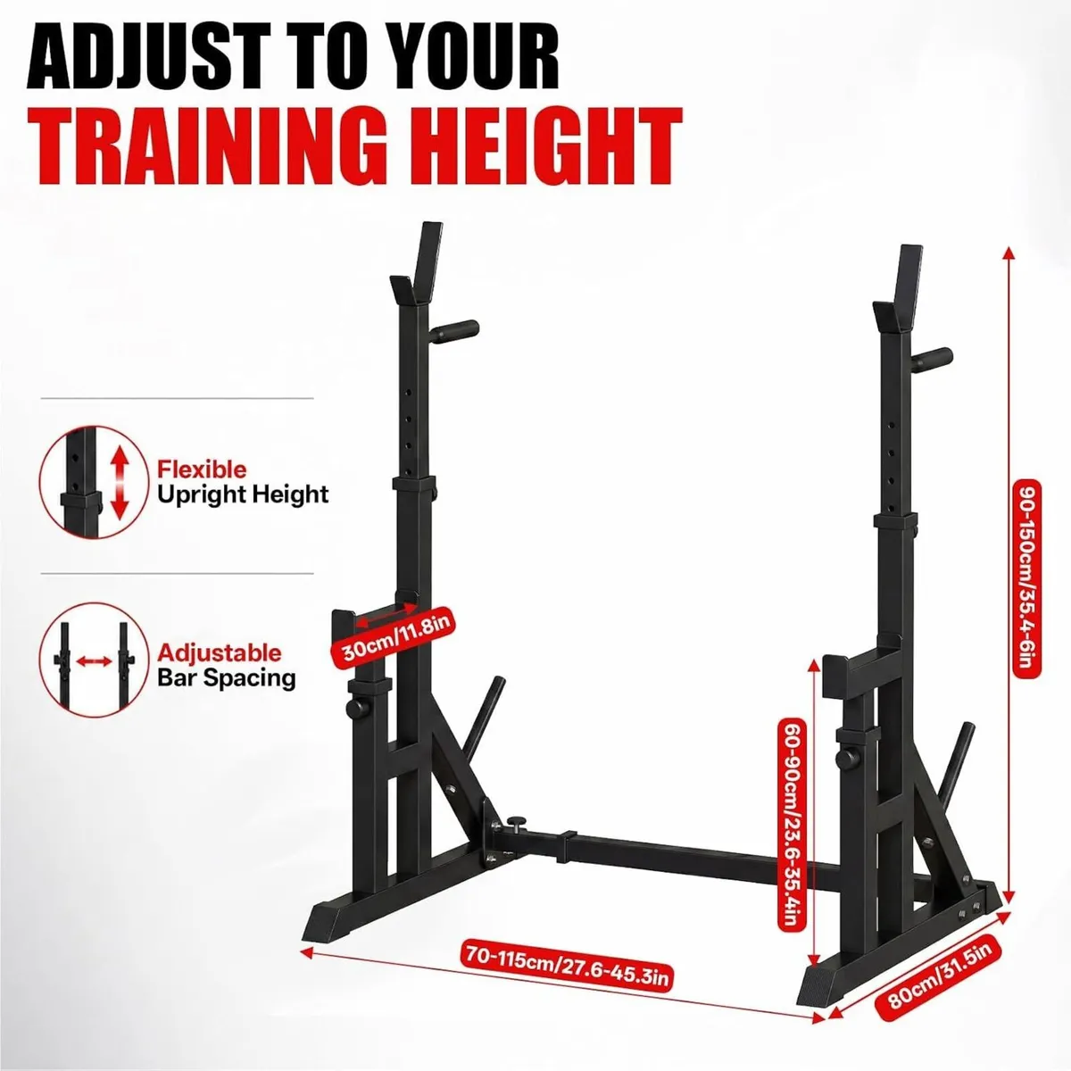 Adjustable Squat Rack 90-150CM Height - Image 3