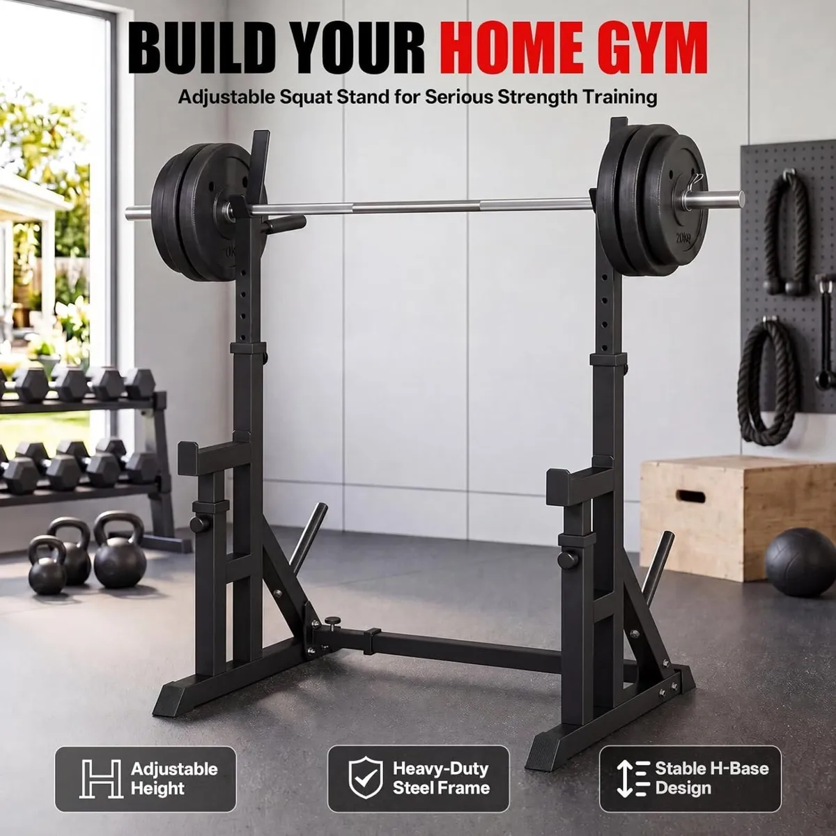 Adjustable Squat Rack 90-150CM Height - Image 4