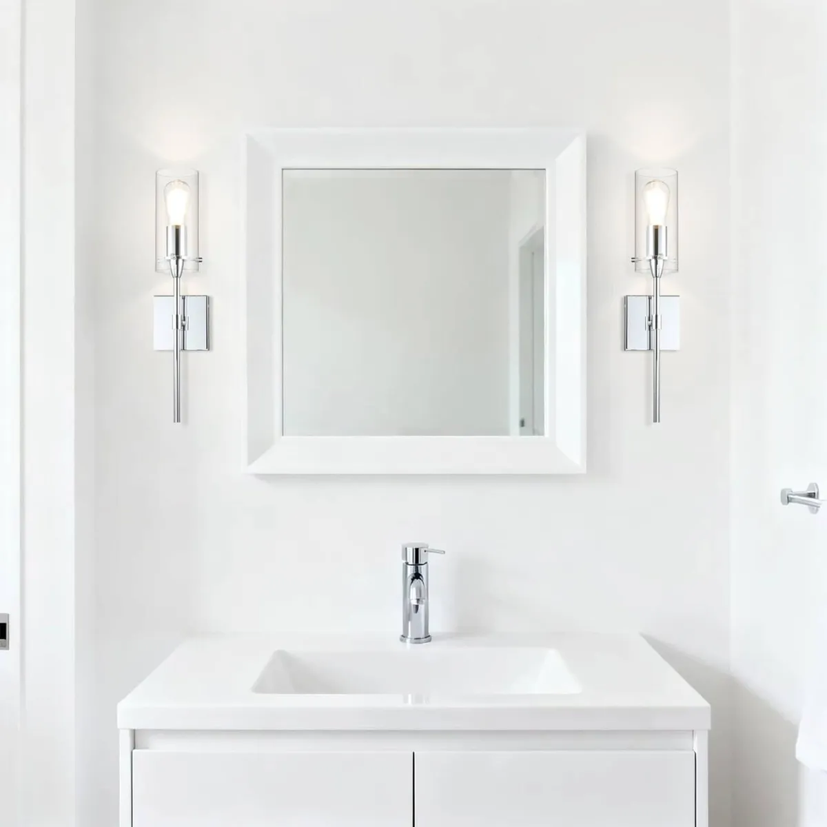 Bathroom Wall Lights Clear Glass Shade - Image 2