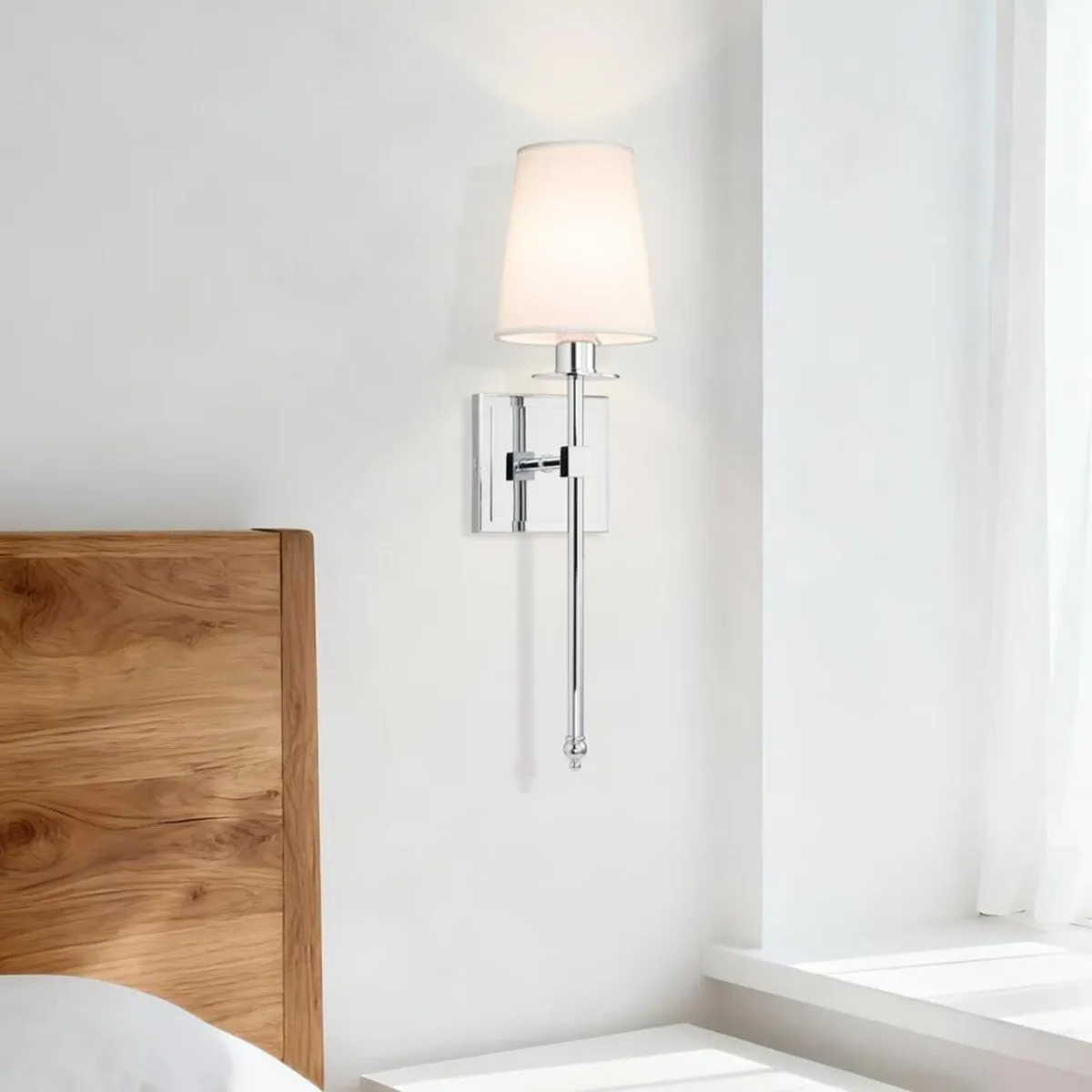 Indoor Wall Lights with Linen Shade for Bedside - Image 3