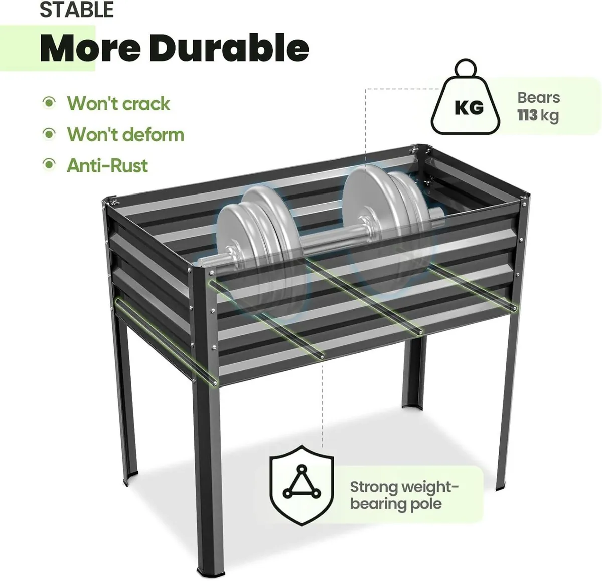 Garden Bed with Legs Galvanized Large Elevated - Image 3