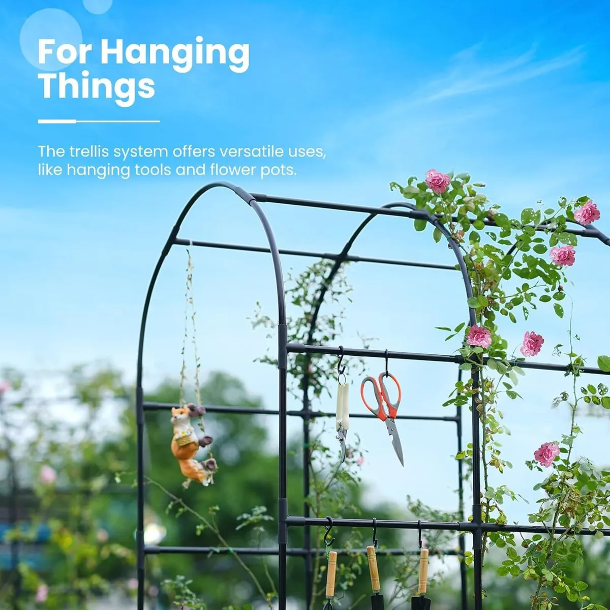 Galvanized Metal Raised Garden Bed with Trellis - Image 3