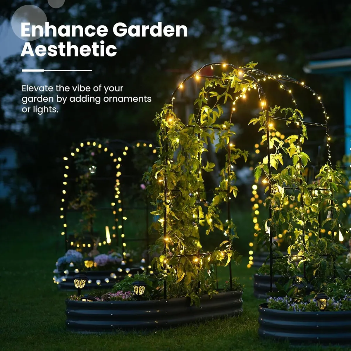 Galvanized Metal Raised Garden Bed with Trellis - Image 4