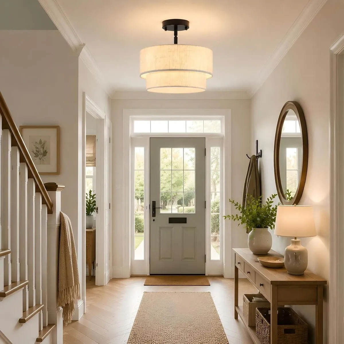 Nickel Semi Flush Ceiling Light for Living Room - Image 2