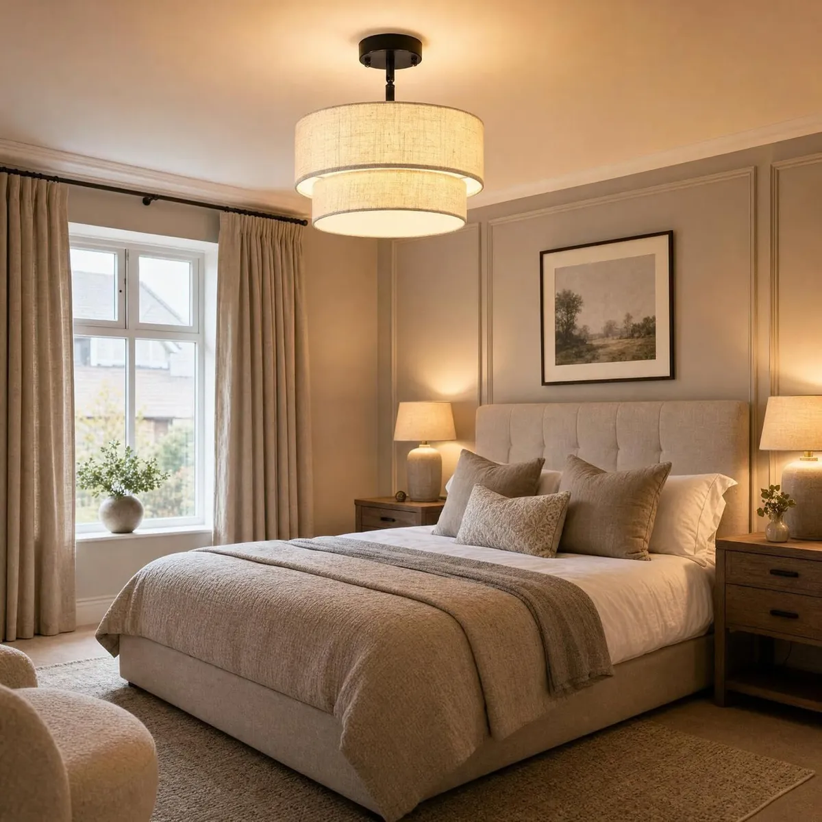 Nickel Semi Flush Ceiling Light for Living Room - Image 3