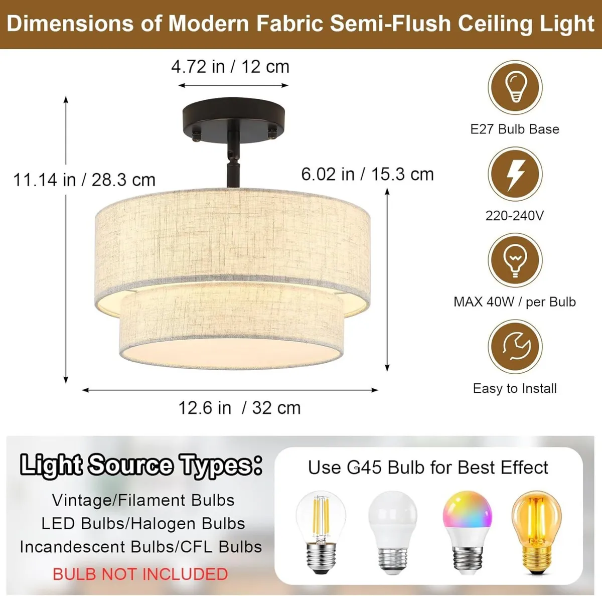 Nickel Semi Flush Ceiling Light for Living Room - Image 4
