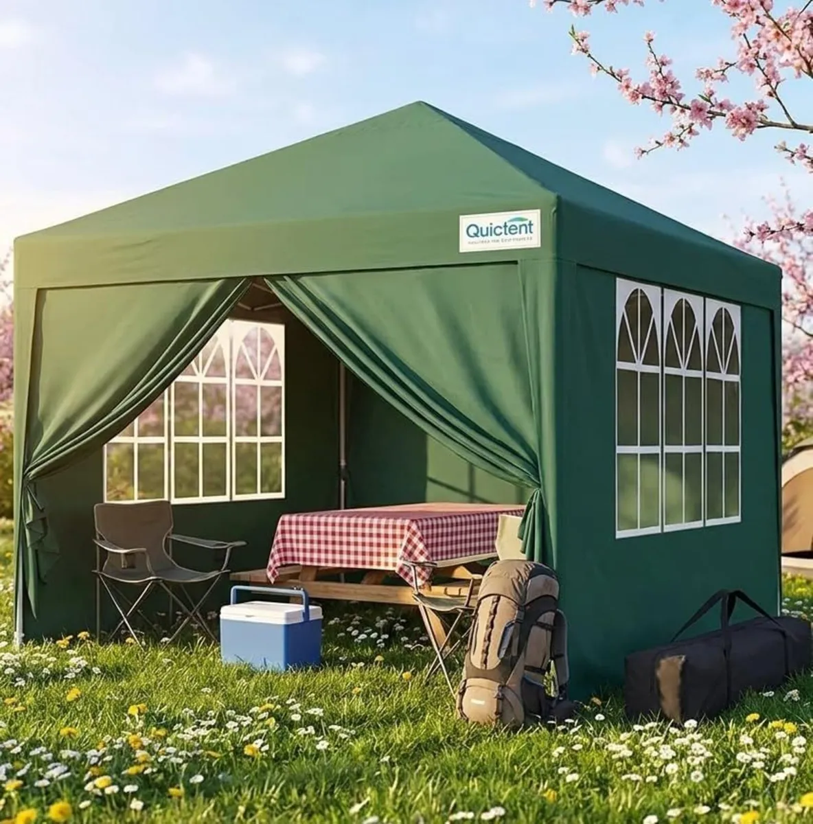 3x3m Pop Up Gazebo with Church Window Sides - Image 1
