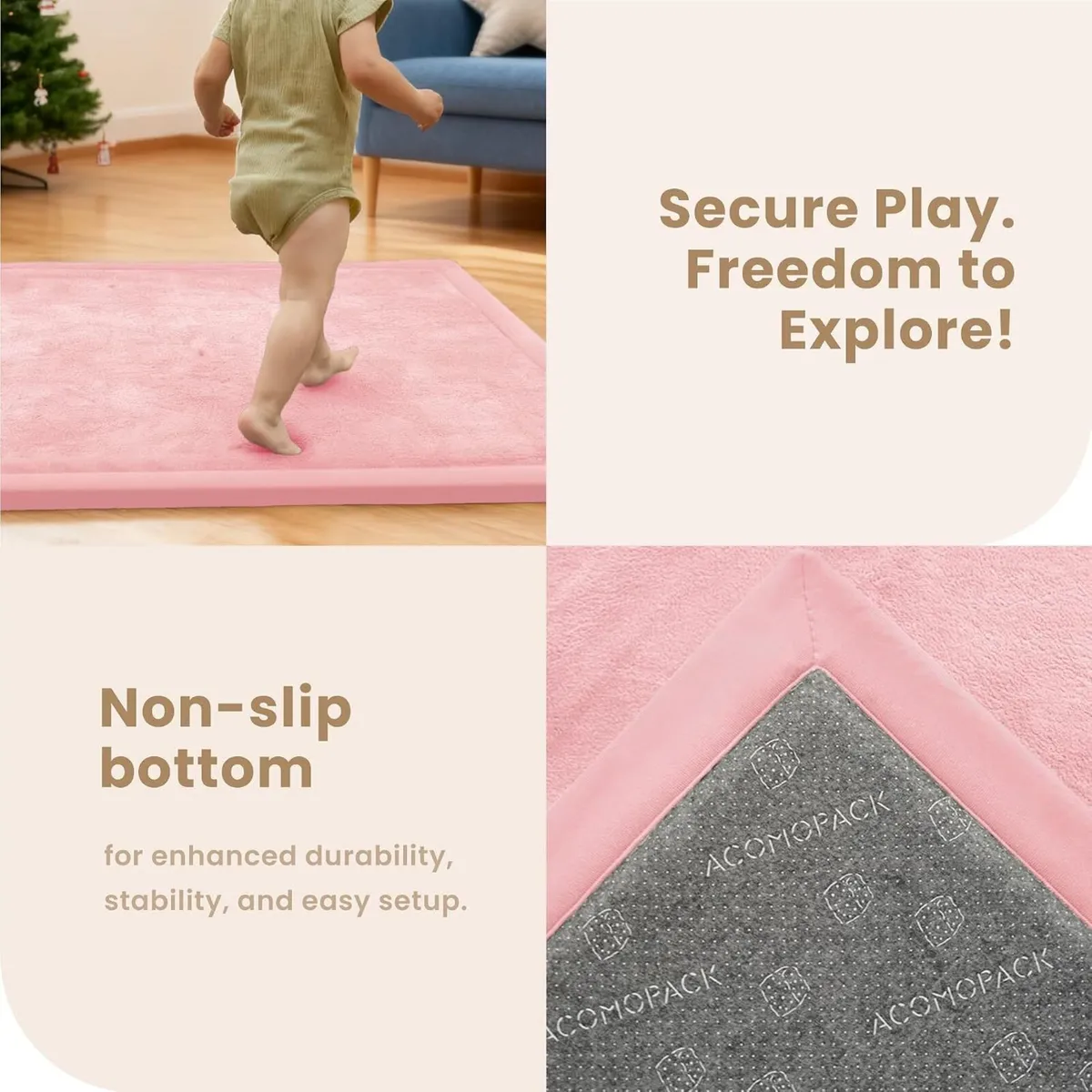 Baby Play Mat Memory Foam Coral - Image 4