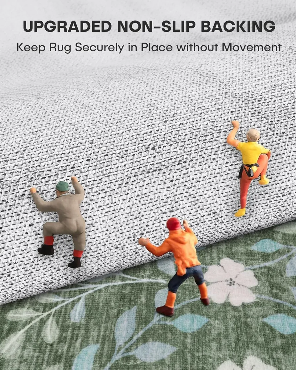 Floral Large Washable Rugs Living Room Lattice - Image 2