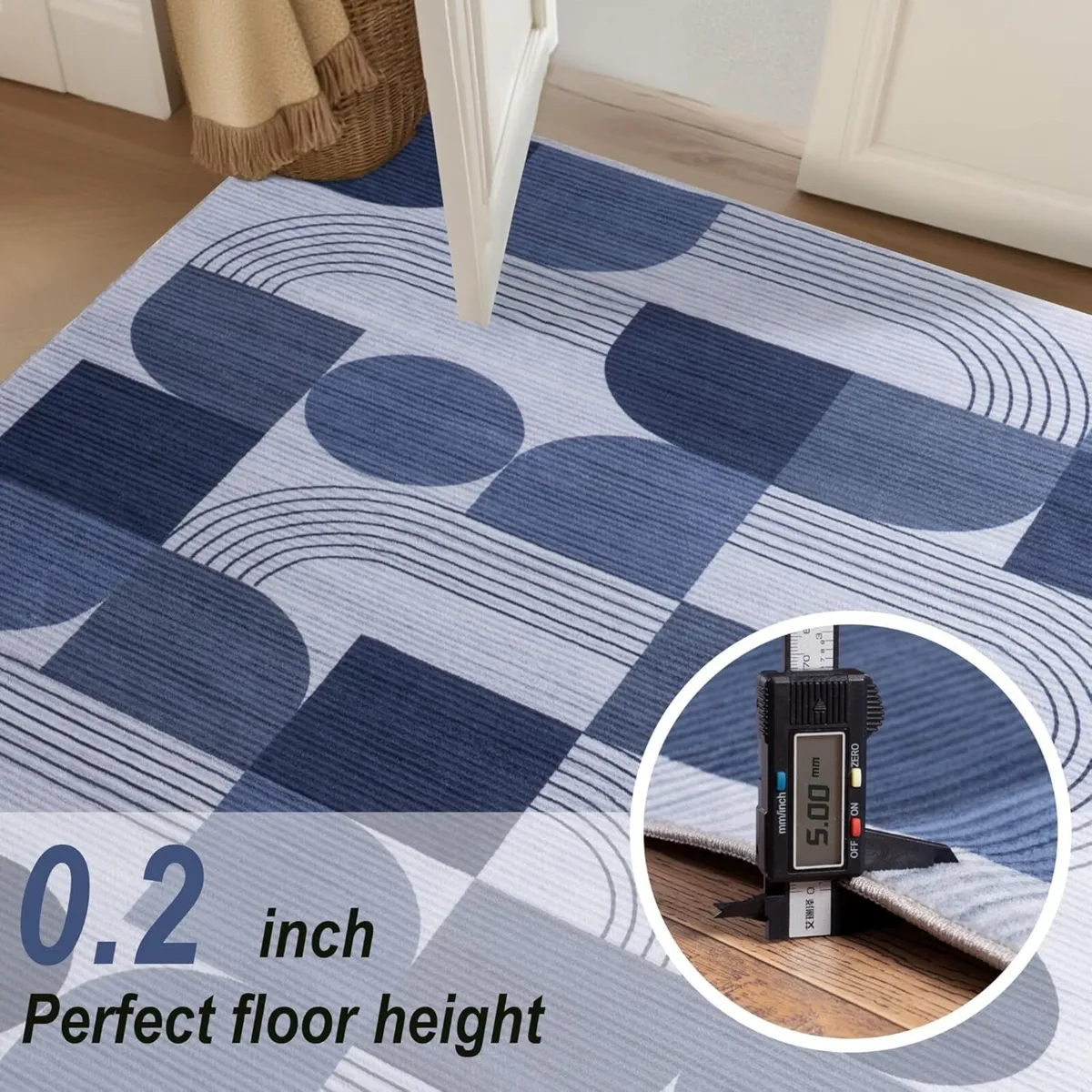 Geometric Low Pile Large Bedroom Rug 160x230CM - Image 4