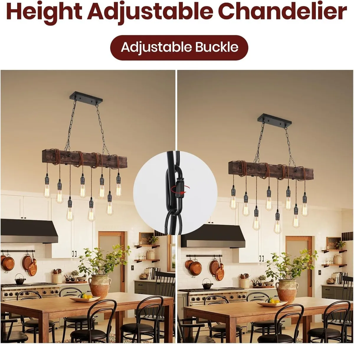 6-Lights Farmhouse Kitchen Island Pendant Light - Image 2