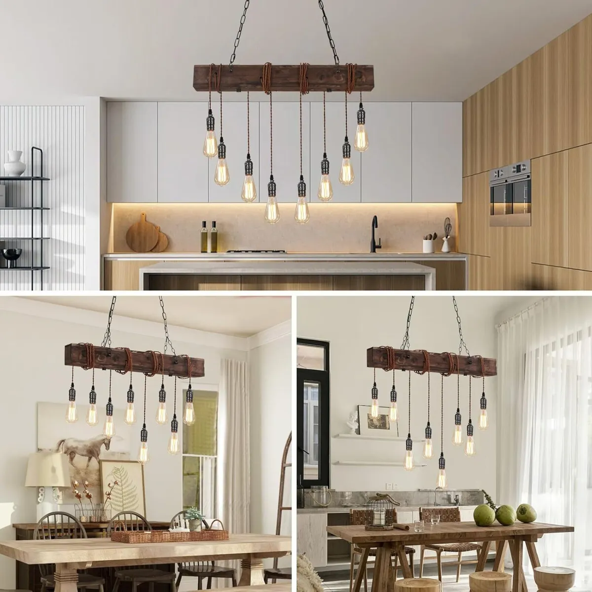 6-Lights Farmhouse Kitchen Island Pendant Light - Image 3
