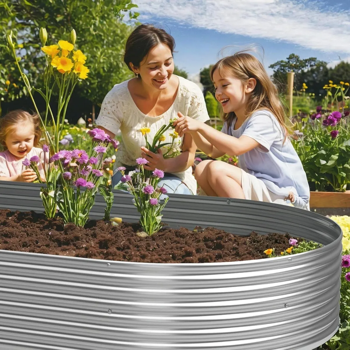 Oval Corrugated Galvanized Steel Raised Garden - Image 3