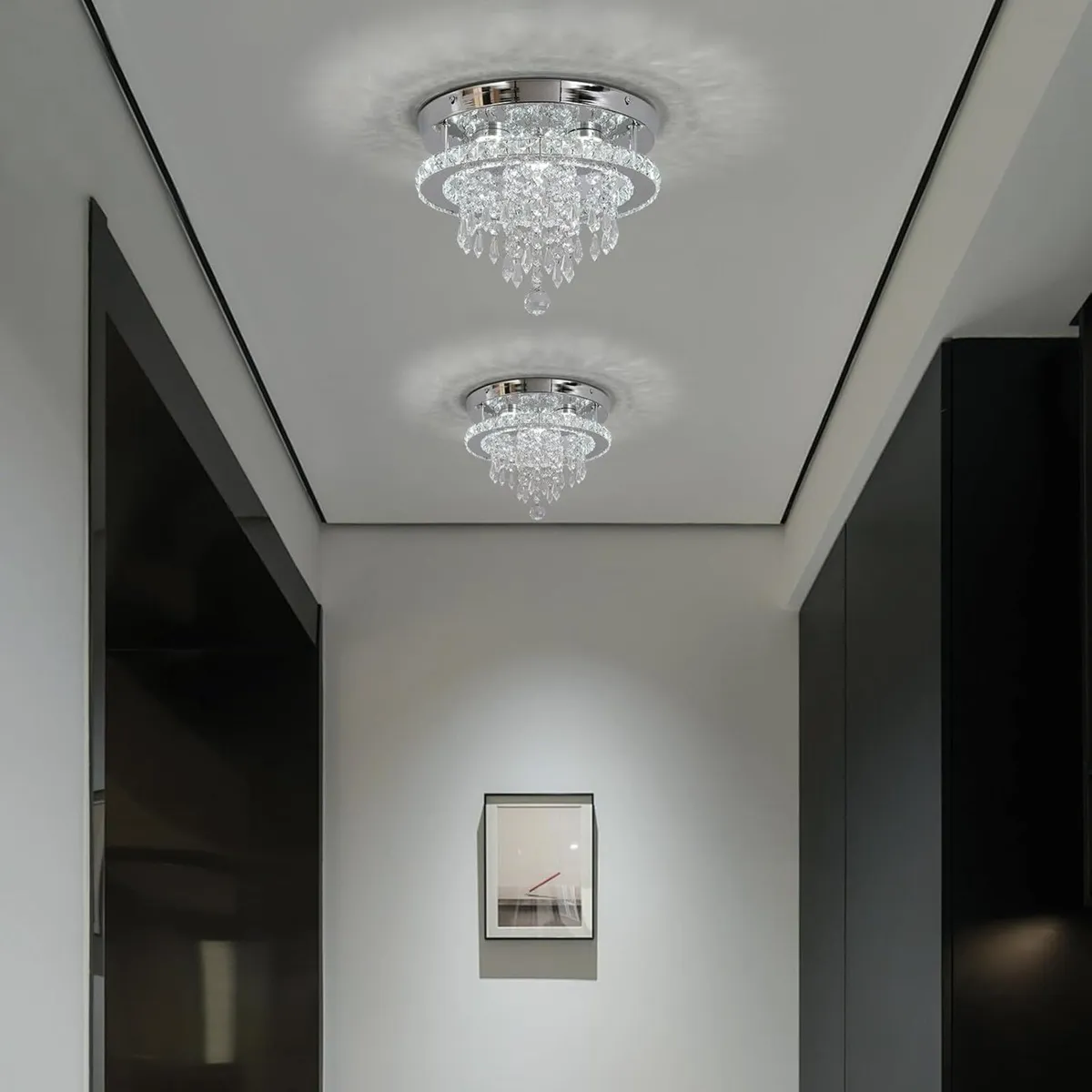 Modern Chrome Crystal Kitchen Ceiling Light 30CM - Image 4