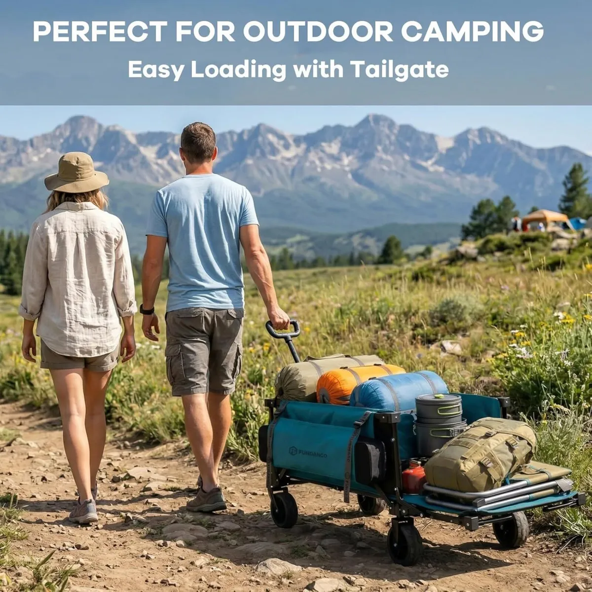 200L Folding Camping Festival Trolley on Wheels - Image 2