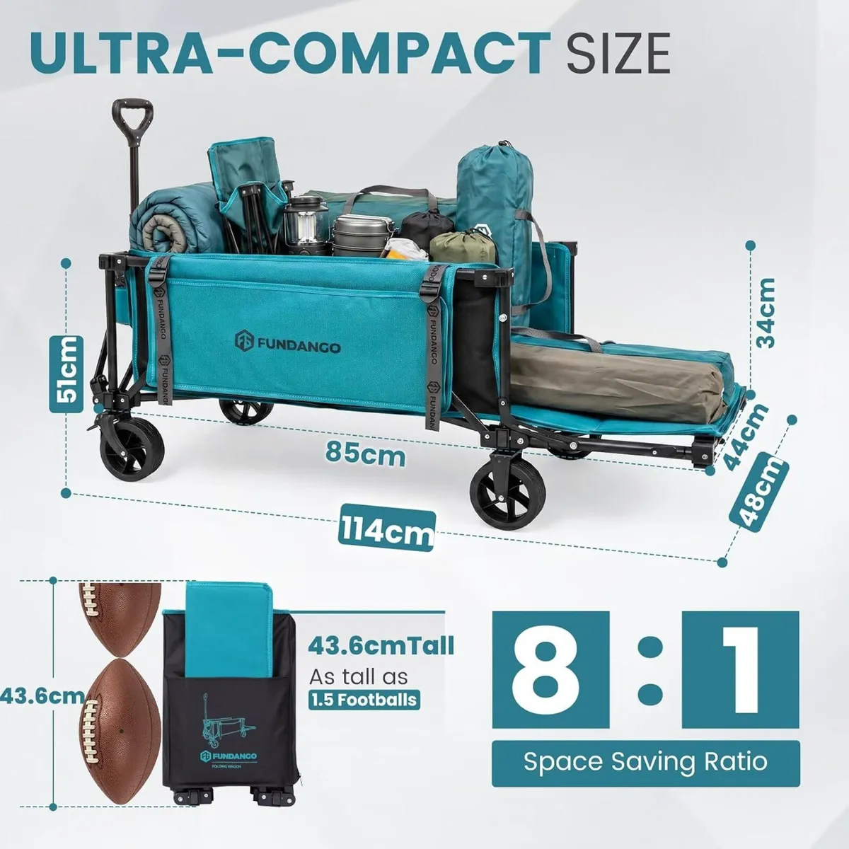 200L Folding Camping Festival Trolley on Wheels - Image 3