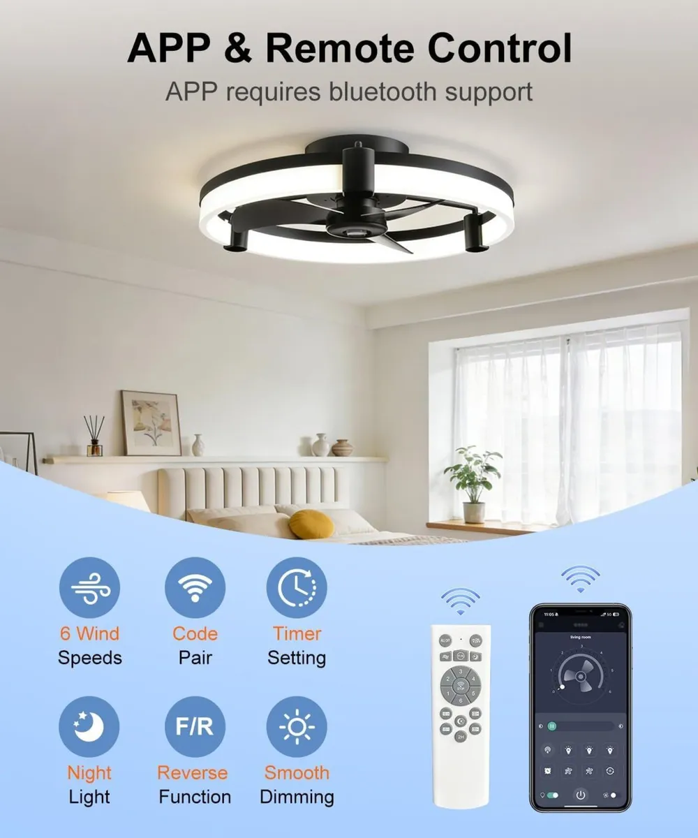 Ceiling Fans with Lights and Remote 50CM Low - Image 4