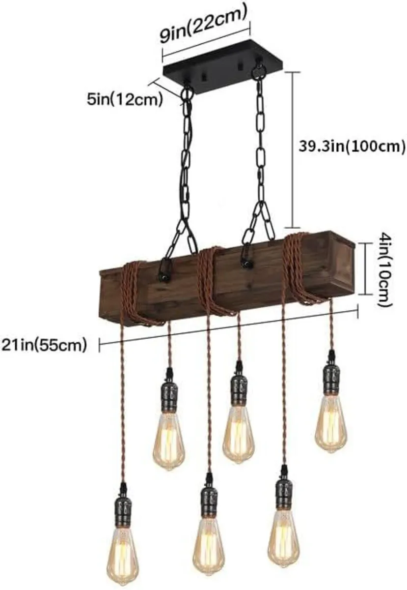 6-Lights Dining Farmhouse Chandelier Wooden - Image 4