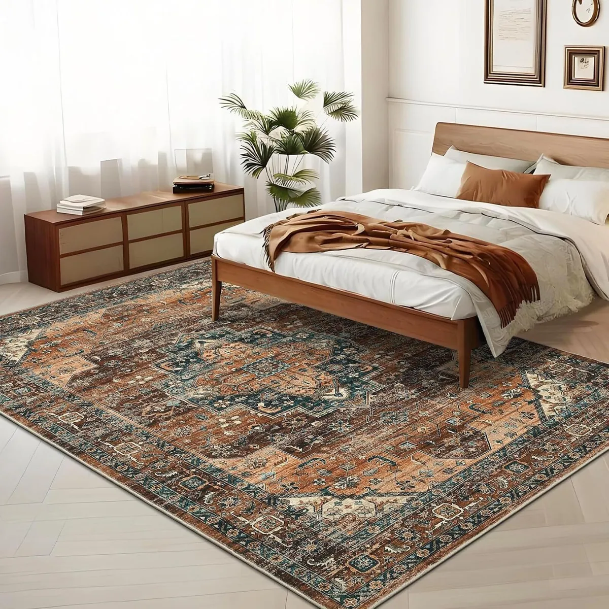 Washable Vintage Living Room Area Rug Machine - Image 3