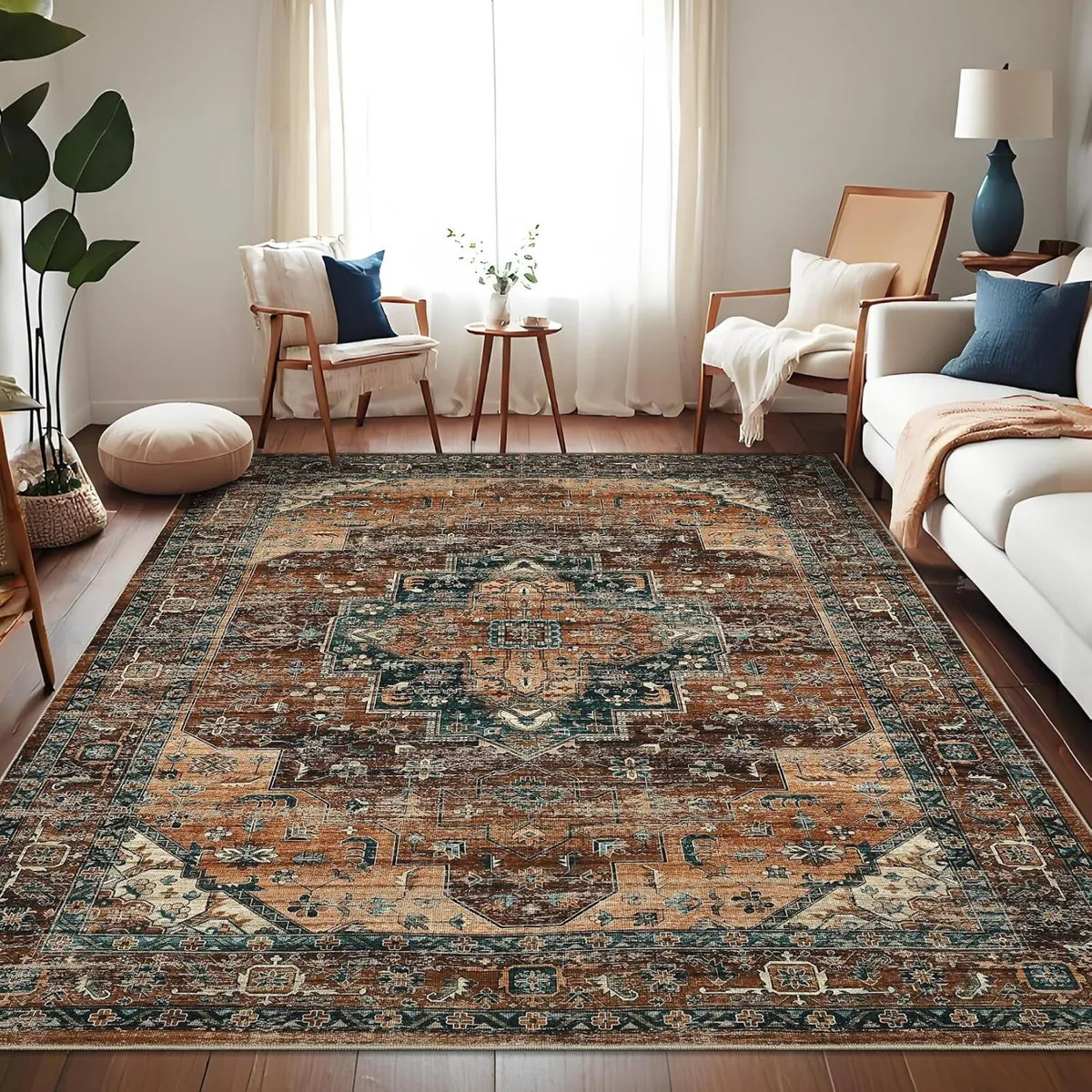 Washable Vintage Living Room Area Rug Machine - Image 4