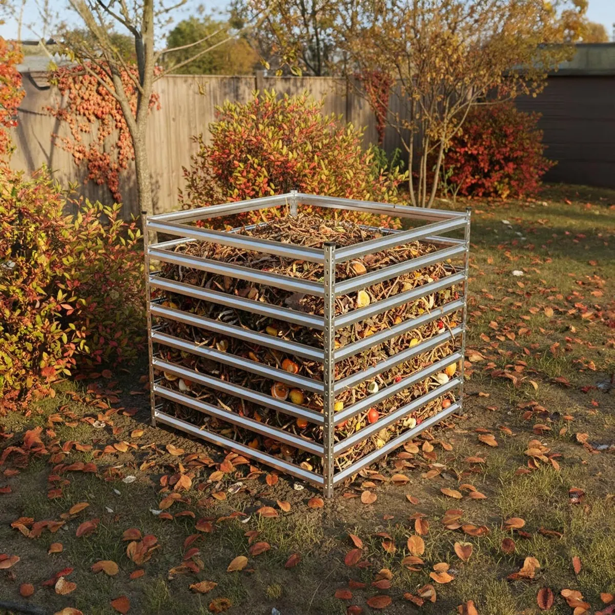 Metal Composter Garden Bin 900L Leaf Steel - Image 2