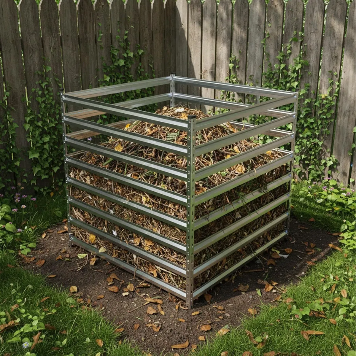 Metal Composter Garden Bin 900L Leaf Steel - Image 3