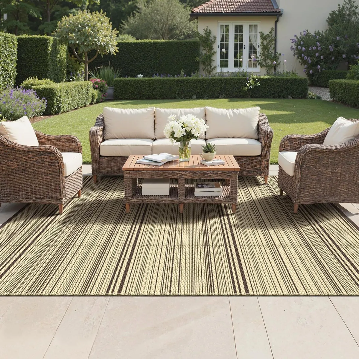 Outdoor Rug Waterproof Reversible Coffee and Large - Image 1