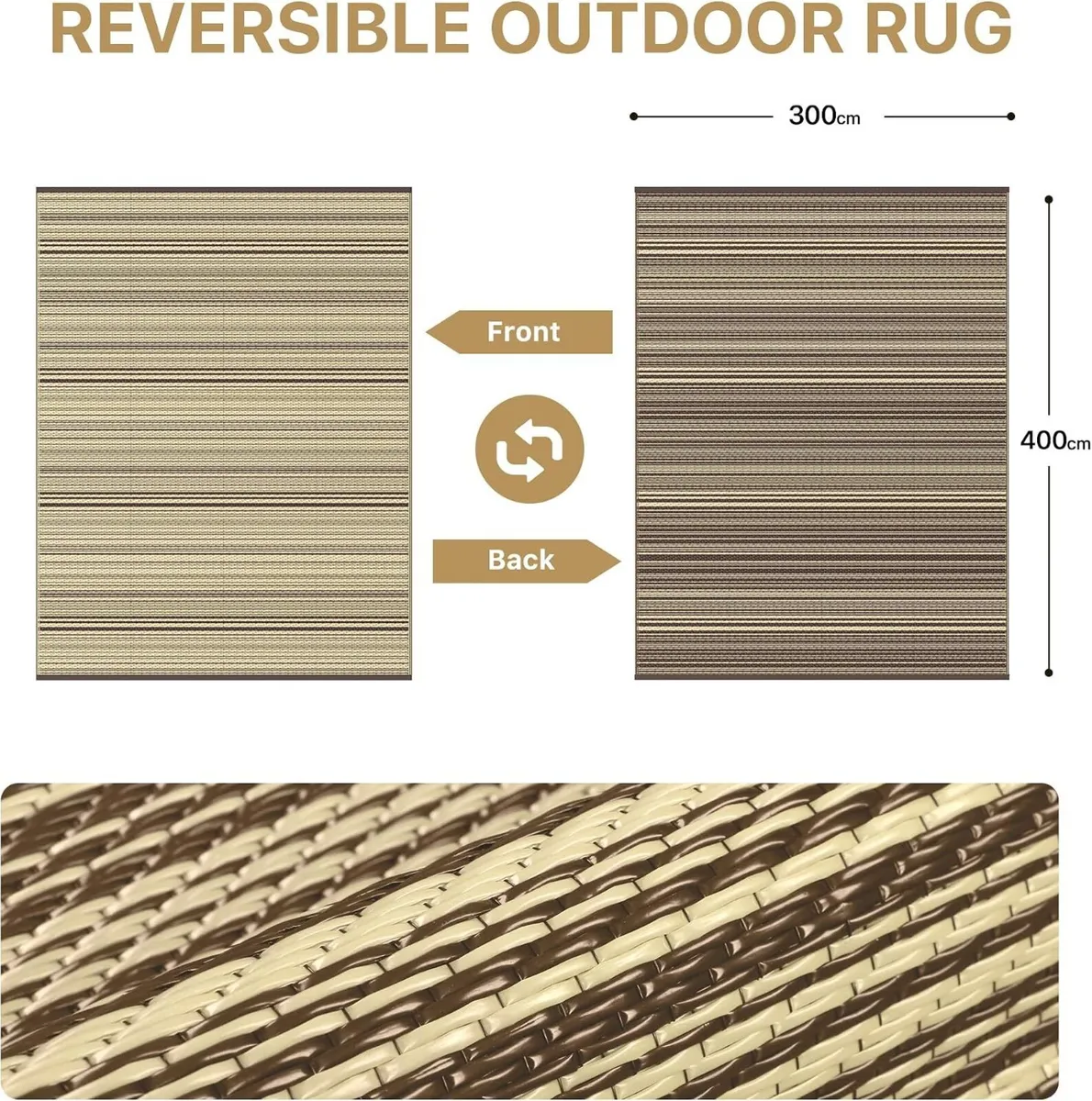 Outdoor Rug Waterproof Reversible Coffee and Large - Image 2